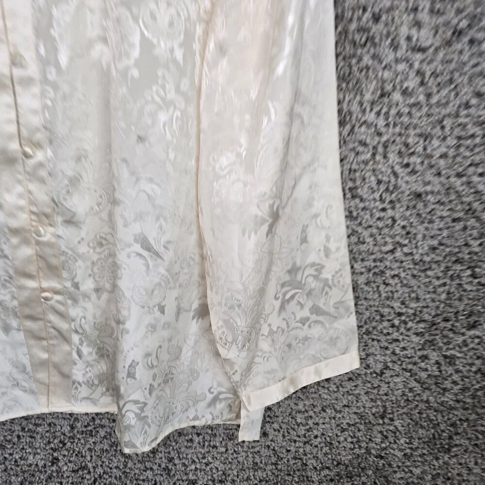Vintage Victorias Secret Pajama Top‎ Womens Large Cream Button Up Polyester